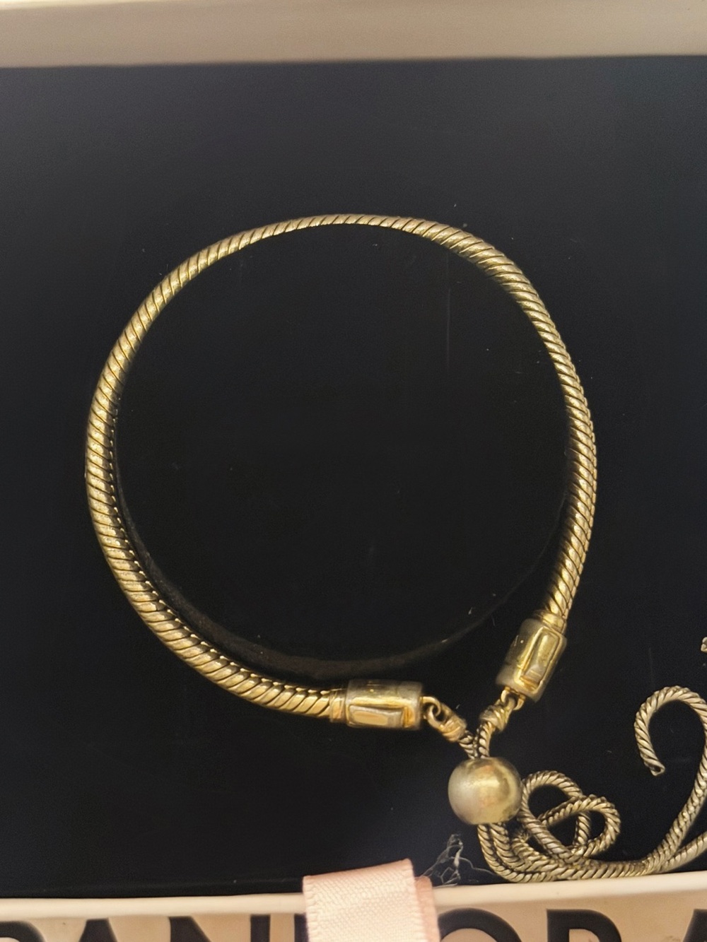 Pandora Gold-Tone Snake Chain Bracelet with Pearl Accent - Picture 3 of 3